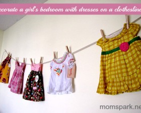 Hang Dresses on Clothesline to Decorate a Girl's Bedroom