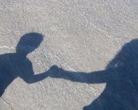 walking on beach with son momspark.net