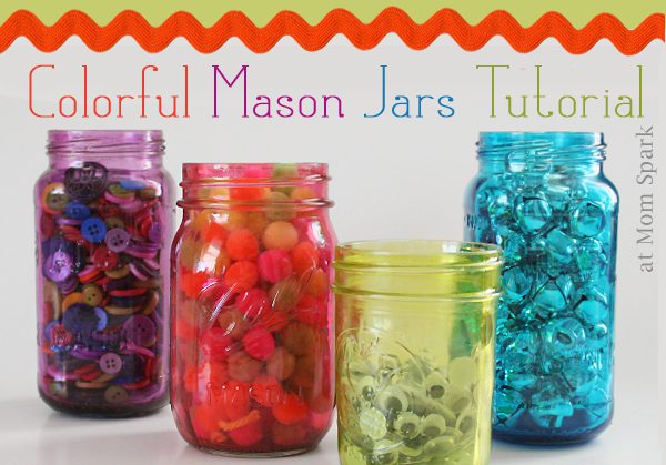 DIY Craft: Bright, Colorful Mason Jars with Mod Podge (tutorial) momspark.net