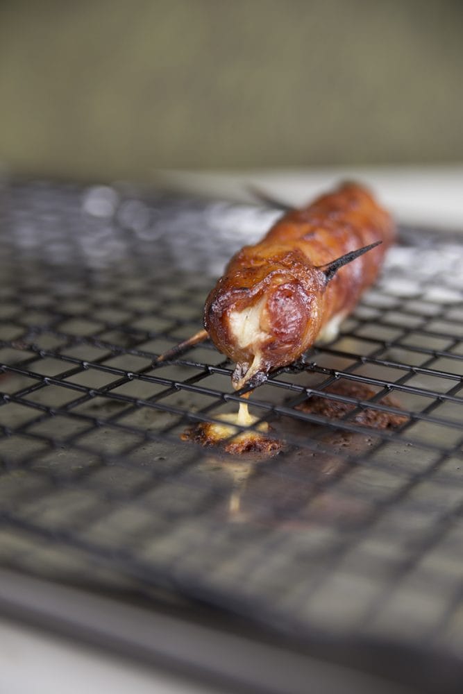 Bacon-Wrapped Cheese-Stuffed Hot Dogs Recipe | Mom Spark - Mom Blogger