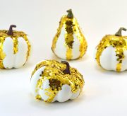 These glitter gourds are the perfect amount of sparkle to brighten up your fall decor!