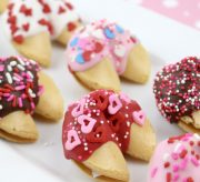 Chocolate-Dipped Valentine Fortune Cookies Recipe that is perfect for a Valentine's Day gift or sweet snack!