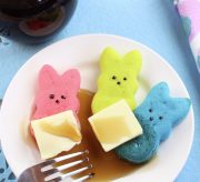 Colorful Mini Peeps Easter Pancake Recipe! Every Easter, I like to spoil the kids with gifts and recipes of colorful pastels of pink, blue, yellow and purple. It's a fun time of the year to celebrate spring and the approach of flowers blooming. So, to celebrate spring and Easter, I have a delicious recipe to share with you today - Mini Peeps Easter Pancakes!
