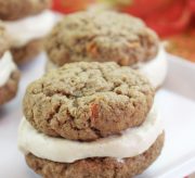 Mini Carrot Whoopie Pie Recipe! The other day I shared a delicious recipe for carrot cake truffles, did you happen to check it out? Well, it got me in a carrot-cake-frenzy-kind-of-mood, so I'm back with another yummy recipe. Carrot cake whoopie pies! So fun to make, and so fun to eat.