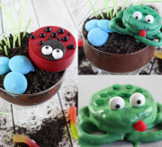 Ladybug and Frog Earth Day Parfait Recipe - This may sound strange, but Earth Day is one of my favorite holidays. I suppose it's the combination of spring coming and the idea of getting outside, whether that means recycling, planting new flowers, or just enjoying this time of year. To celebrate Earth Day arriving, I have put together some fun ladybug and frog parfaits that you and your children will "dig."