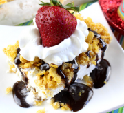 Frozen Fried Ice Cream Cornflake Dessert Recipe It's Cinco de Mayo (the 5th of May) and I want to eat ALL OF THE FOOD. Like today's recipe for Frozen Fried Ice Cream Dessert that includes cornflake cereal and chocolate sauce. YES PLEASE.