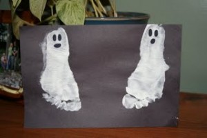 Halloween Foot Print Ghosts Craft for Kids