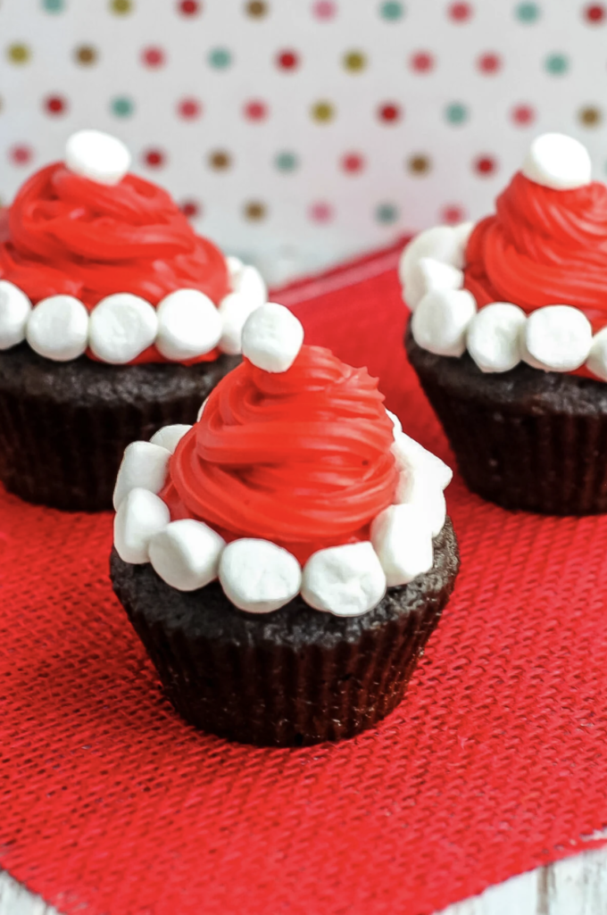 Santa Hat Cupcakes