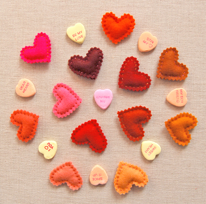 fabric hearts Valentine's Day