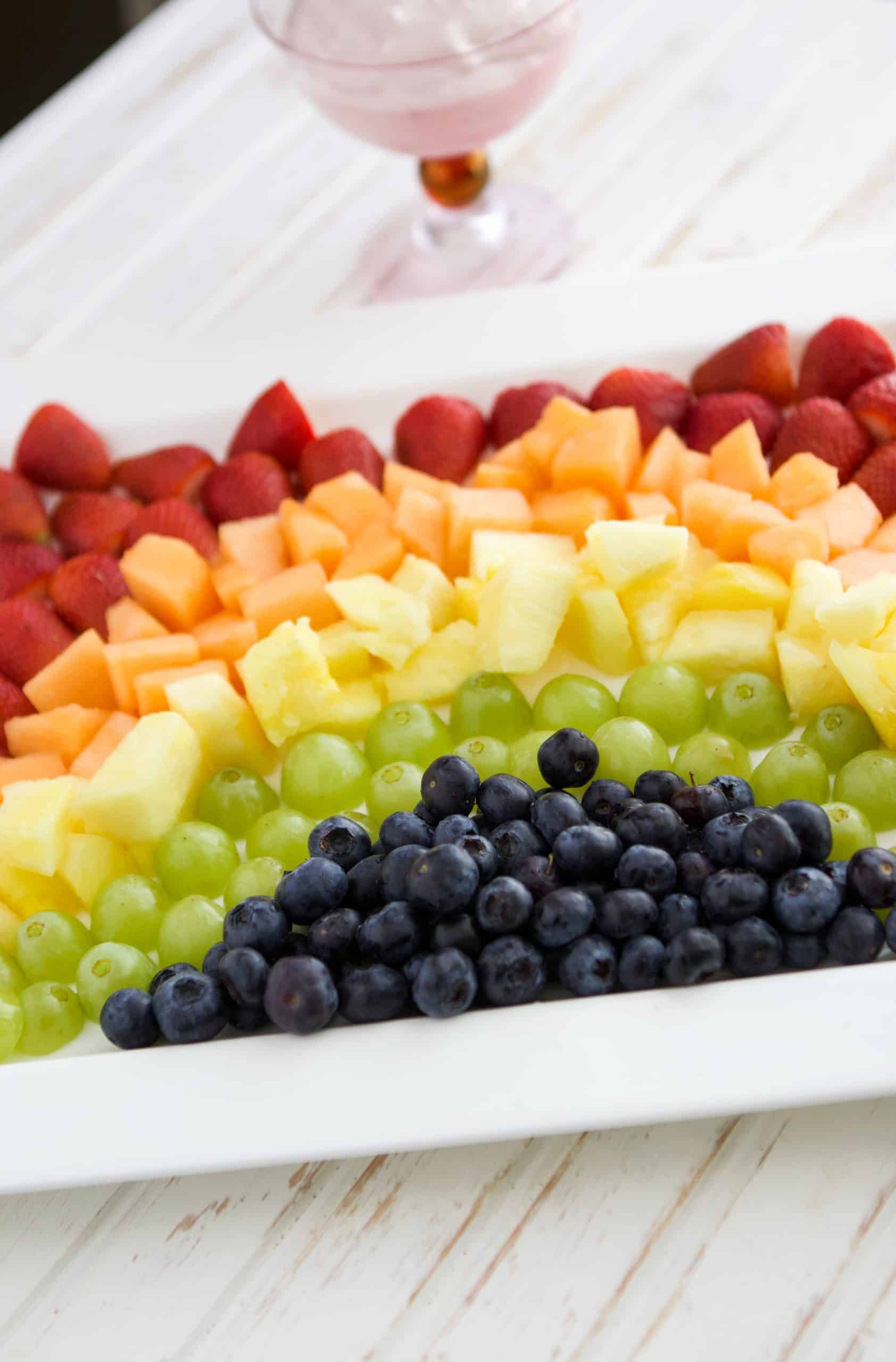 Easy Rainbow Fruit Tray with Fruit Dip - One Sweet Appetite