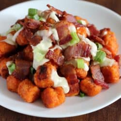 Sweet Potato Tater Tots with Bacon Cheese Sauce