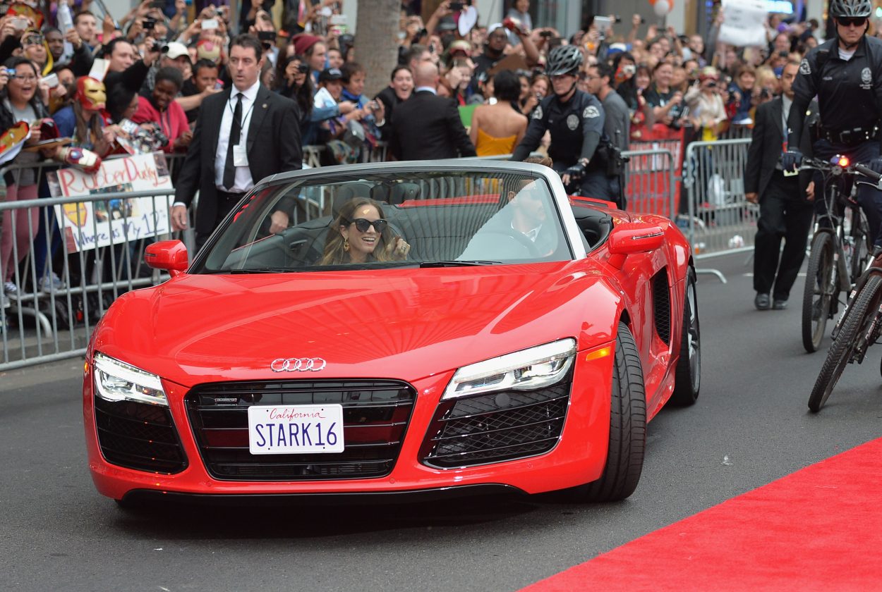 Robert Downey Jr. in red Audi
