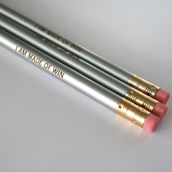 I AM MADE OF WIN PERSONALIZED PENCIL SET OF 3 THREE SILVER