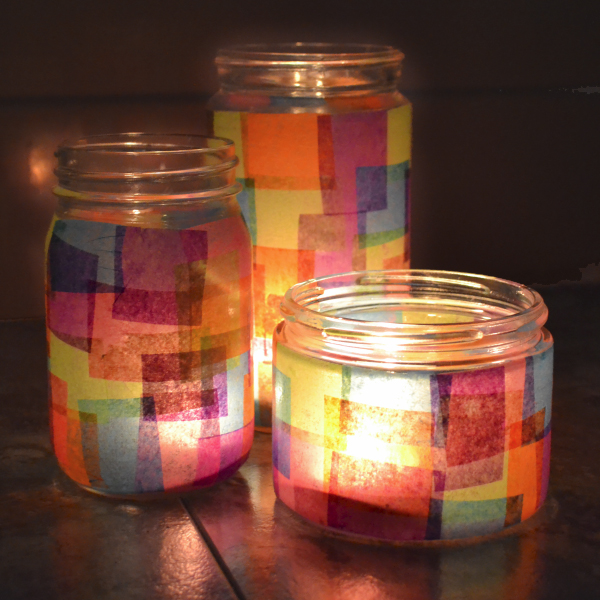 Faux Stained Glass Jars reciclados
