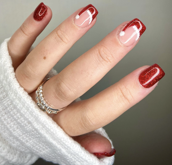 cute santa hats christmas nails