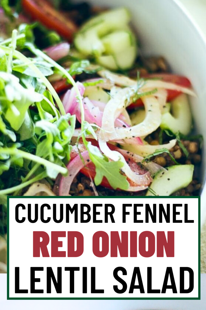 Lentil Salad with Cucumber, Pickled Fennel, Red Onion + Minted Citrus Dill Dressing