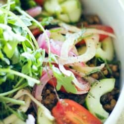 Lentil Salad with Cucumber, Pickled Fennel, Red Onion + Minted Citrus Dill Dressing