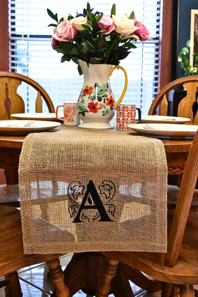 DIY Monogrammed Burlap Runner