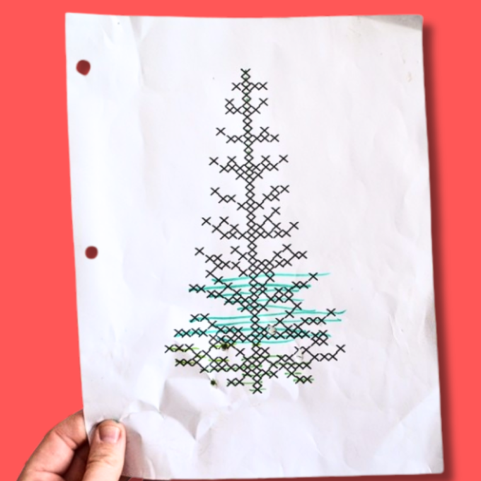 Pegboard Christmas Tree Card Holder