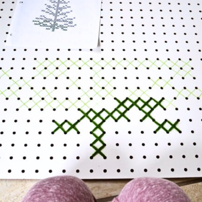 Pegboard Christmas Tree Card Holder