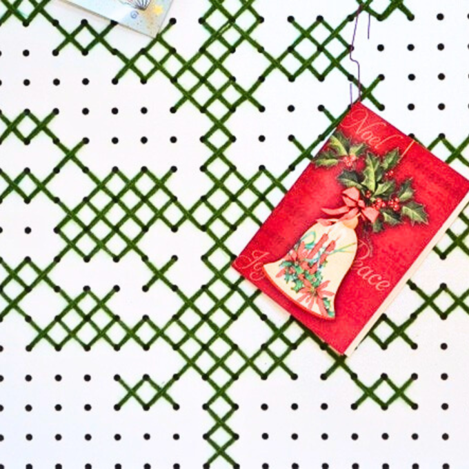 Pegboard Christmas Tree Card Holder