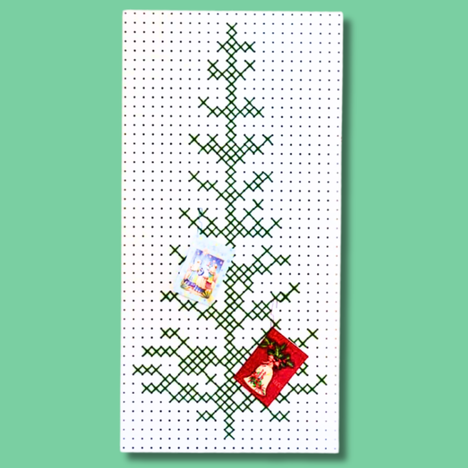 Pegboard Christmas Tree Card Holder