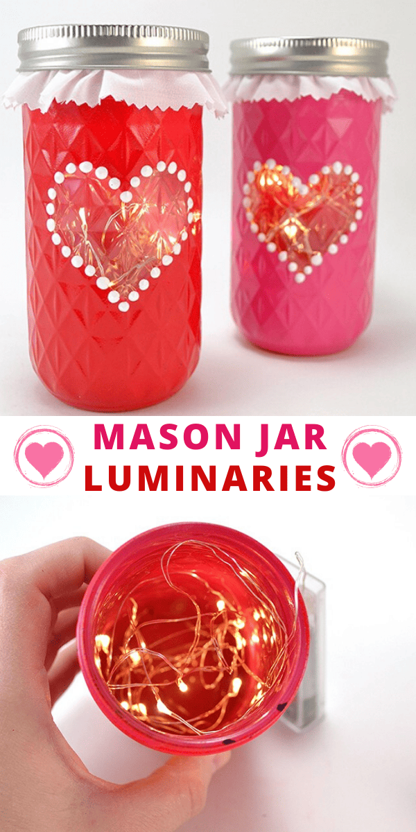 DIY Valentine Heart Mason Jar Luminaries