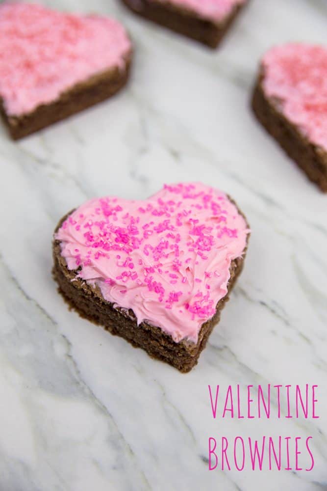 Valentine's Day Frosted Heart-Shaped Brownies
