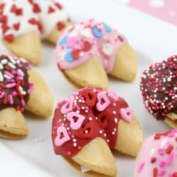 Chocolate-Dipped Valentine Fortune Cookies Recipe that is perfect for a Valentine's Day gift or sweet snack!