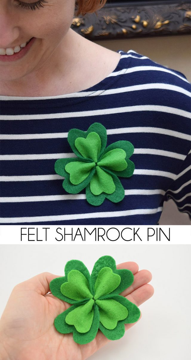 DIY Simple Felt Shamrock Pin
