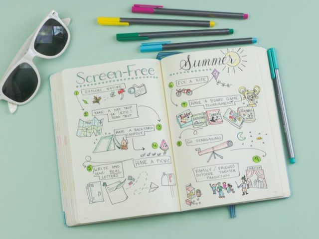 adorable screen-free summer activities bullet journal layout