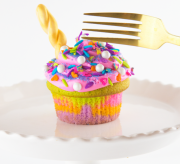 My unicorn obsession is real, my friends. Colorful, sweet, and bright rainbow colors of unicorn EVERYTHING. Unicorn ice cream, magic wands, and even poop. I'm into it all. These multi-colored cupcakes covered with a TON of sprinkles and a shiny gold horn are simply magical.