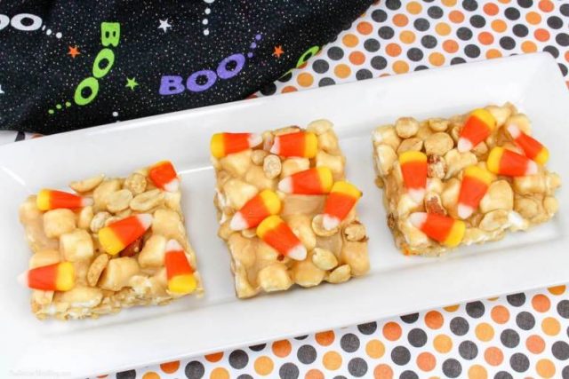 Halloween Crunchy Peanut Butter and Candy Corn Treats 
