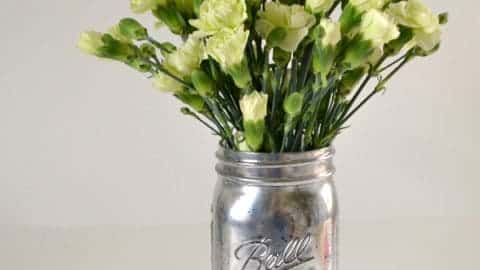 The only thing that could make a Ball mason jar a cuter vase is a quick faux Mercury glass treatment!