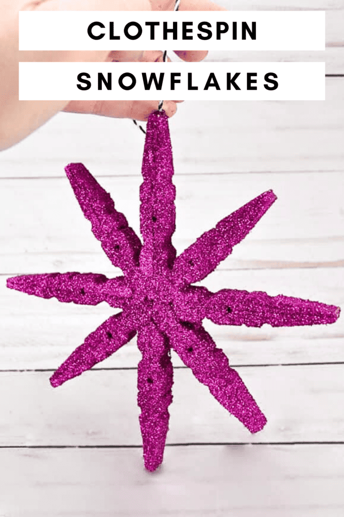 Glitter Clothespin Snowflakes