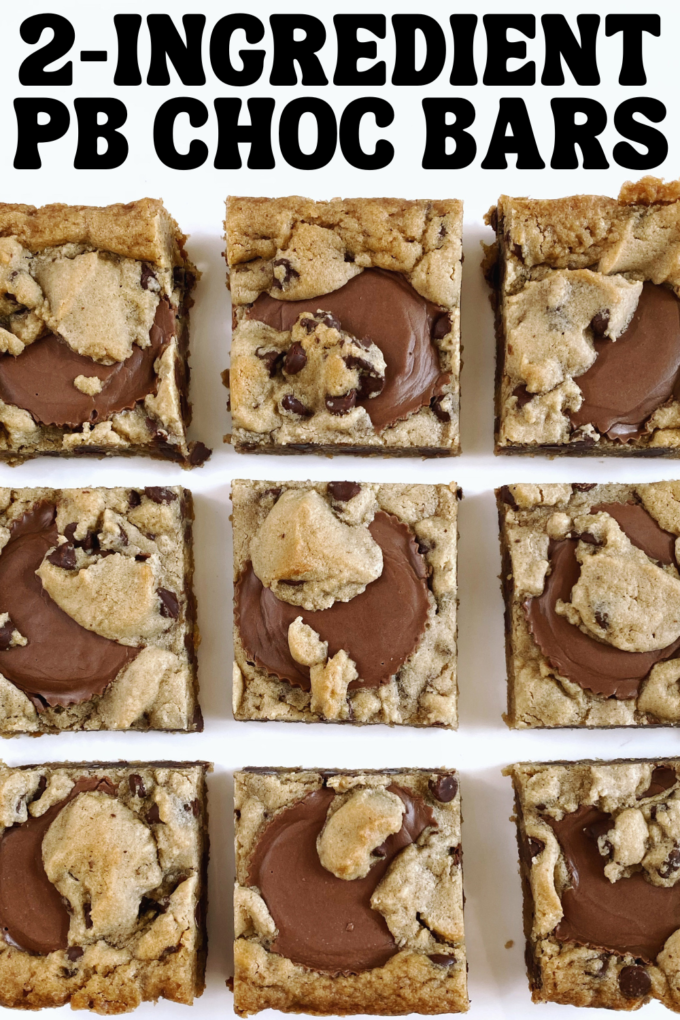 2-Ingredient Peanut Butter Cup Chocolate Chip Cookie Bars