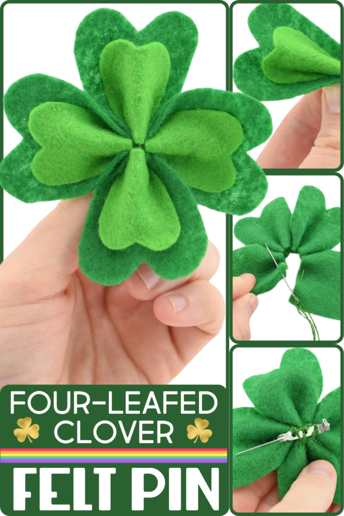 DIY Four-Leafed Clover Shamrock Felt Pin