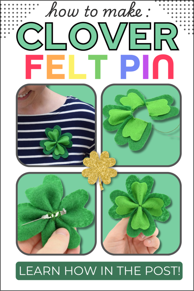 DIY Four-Leafed Clover Shamrock Felt Pin