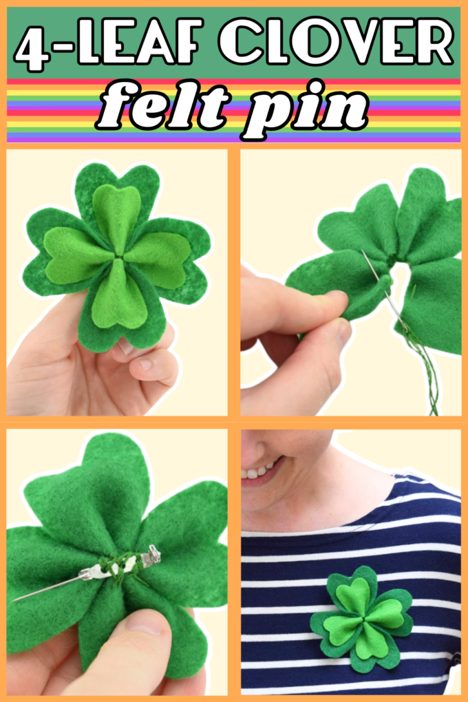 DIY Four-Leafed Clover Shamrock Felt Pin