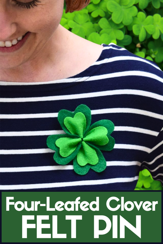 DIY Four-Leafed Clover Shamrock Felt Pin