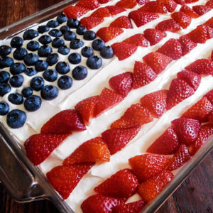 Patriotic Strawberry Poke Cake