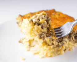 Overnight Cheesy Sausage and Hashbrown Breakfast Casserole Recipe