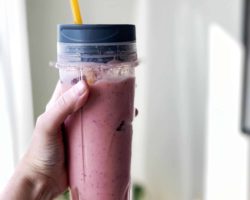 Easy 2-Minute Frozen Fruit Smoothie - For this particular smoothie, I used a frozen "mixed fruit" assortment of sliced peaches, seedless red grapes, pineapple chunks, and strawberries. BUT you can do any frozen fruit you like, which is the beauty of this recipe!